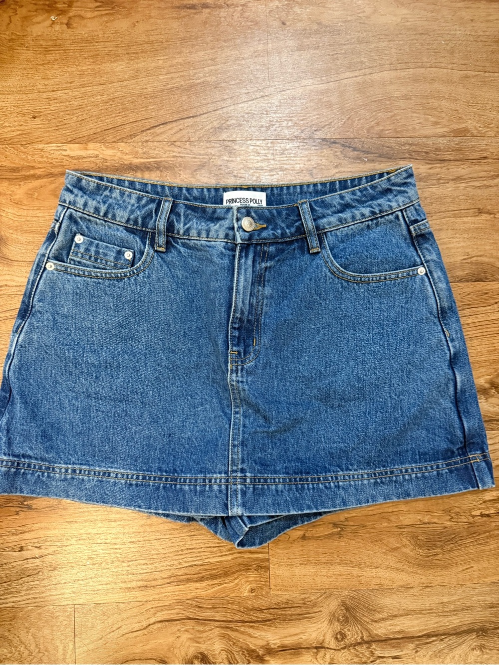 Princess Polly Light and Dark Blue Denim Skort